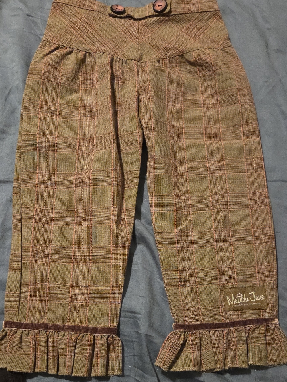 Matilda Jane Brown Plaid Ruffle Hem Men’s Pants